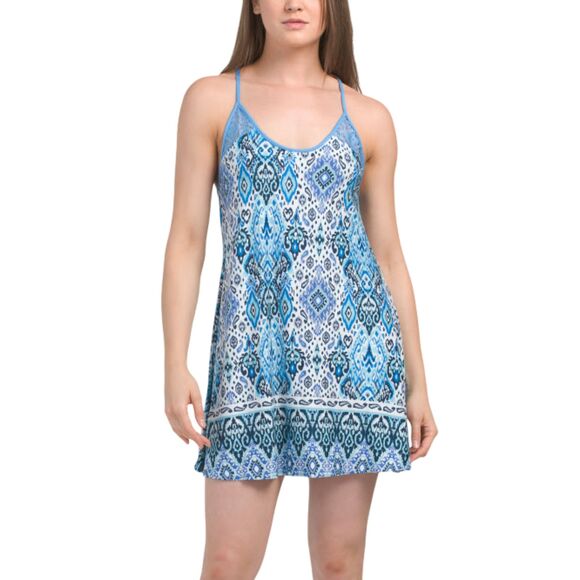 NWT In Bloom by Jonquil Paisley Geometric Lace Racer Back Blue Chemise XS/TP - Picture 3 of 10